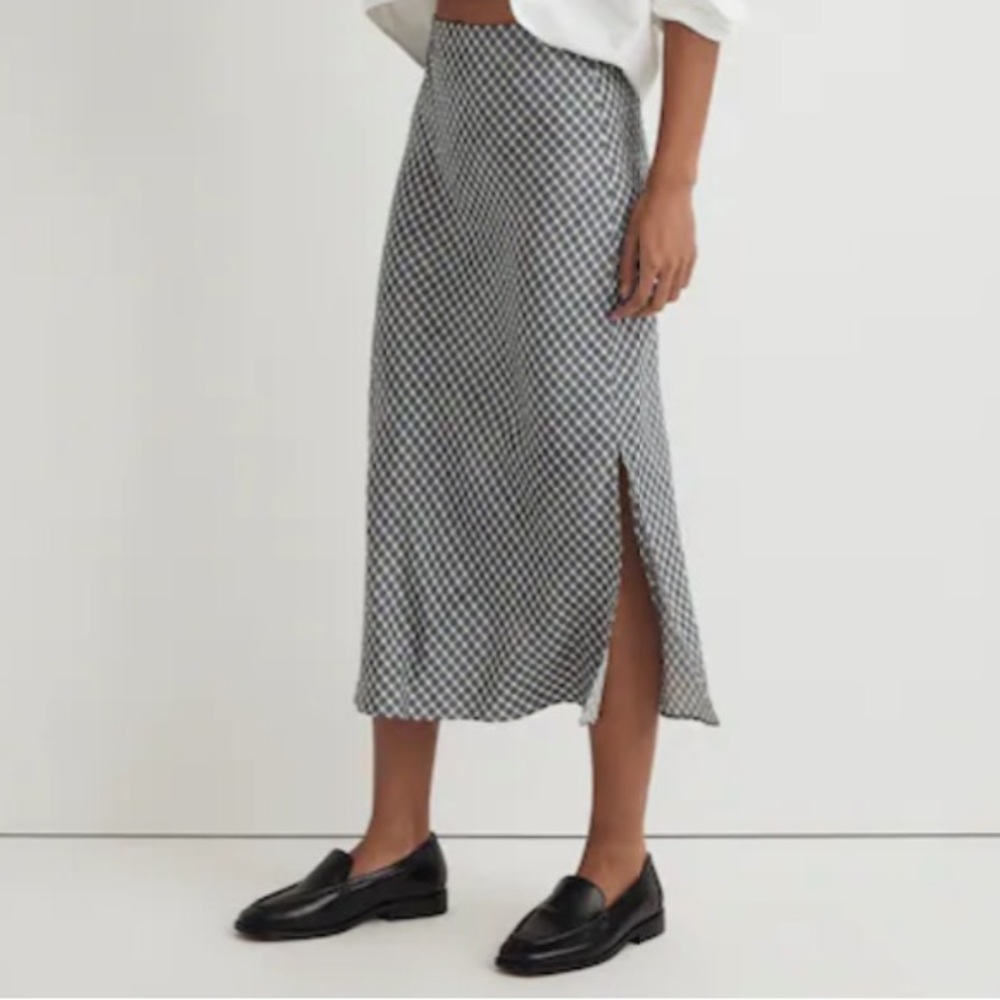 Madewell Layton Midi Slip Skirt — Plaid, Deep Indigo Sz 10 💙 Classic | Polished